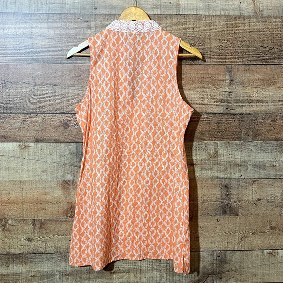 🌻 ROCK FLOWER PAPER sz M Orange Sherbet and white Lace Trim Sleeveless Dress - Picture 2 of 7